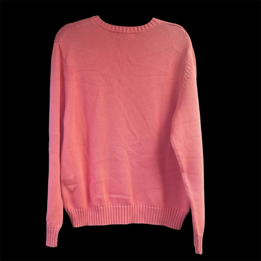 Lands' End Men’s Pullover Sweater Size Medium Orange/Coral - Picture 3 of 10